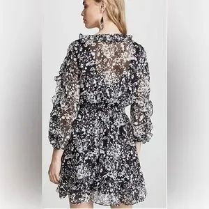 Shoshanna | Dresses | Shoshanna Praiano Floralprint Vneck Ruffletrim Mini  Dress | Poshmark